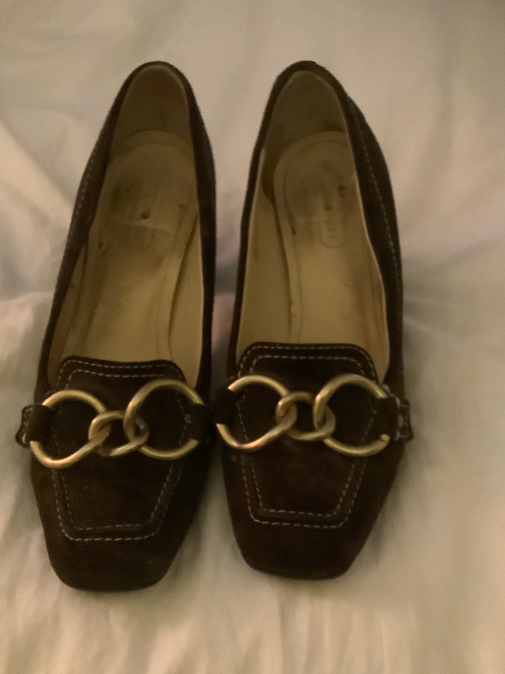 Coach Brown Suede Chain-Trim heels